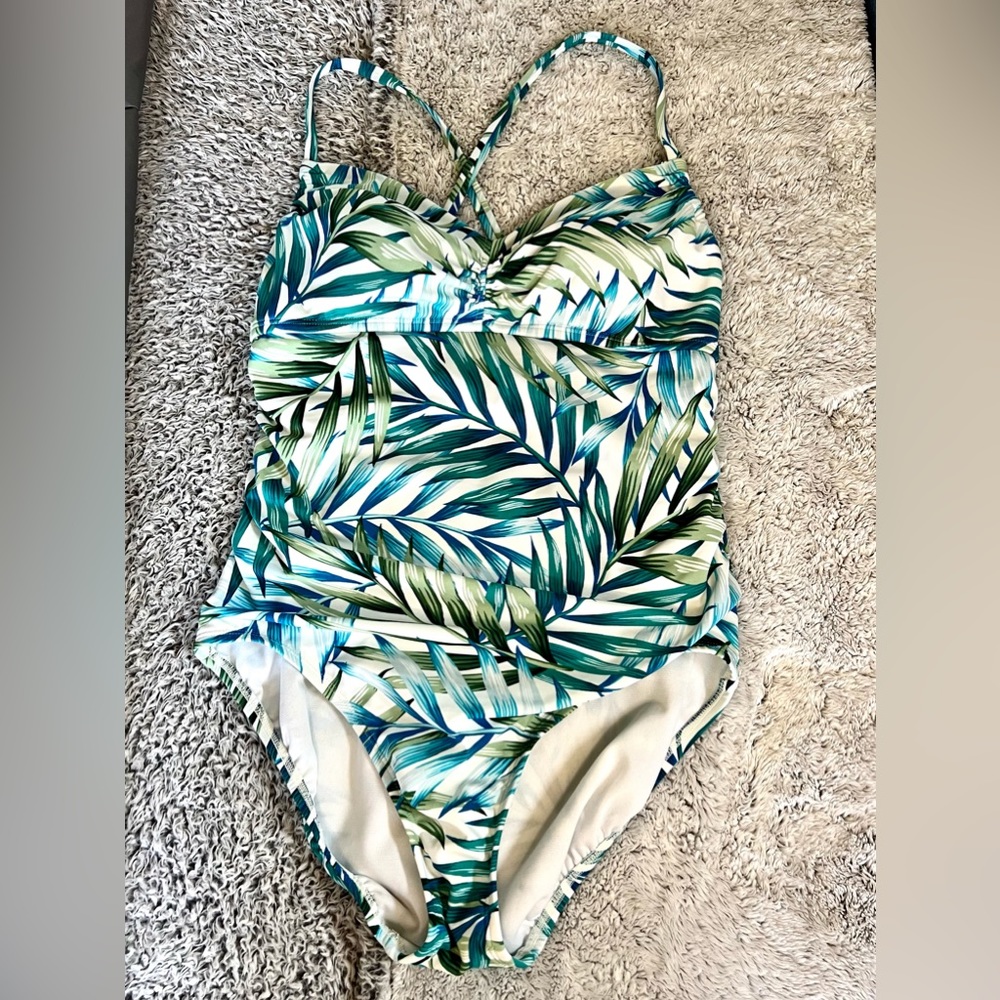 Time and Tru’s One-Piece Swimsuit with open lace-up back